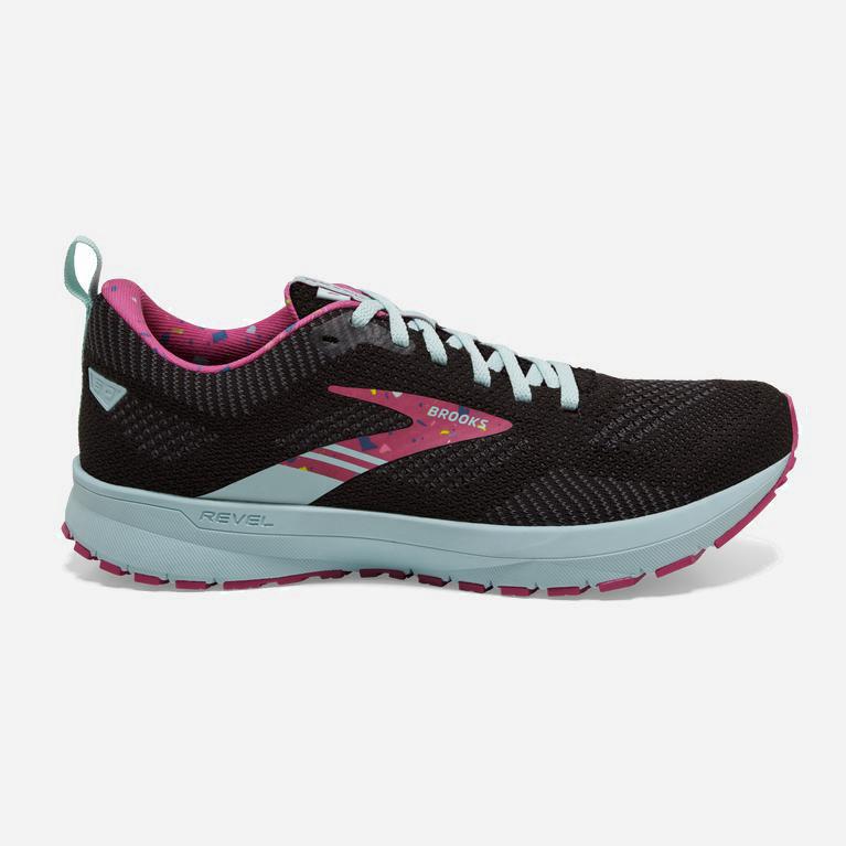 Brooks Revel 5 NZ - Women's Performance Road Running Shoes - Black/Turquoise/IndianRed/Beetroot/Plum